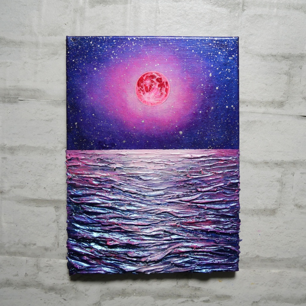 油絵 油彩 油彩画 絵 絵画 【ストロベリームーン】