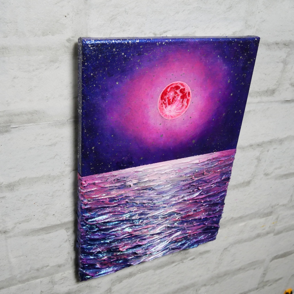 油絵 油彩 油彩画 絵 絵画 【ストロベリームーン】