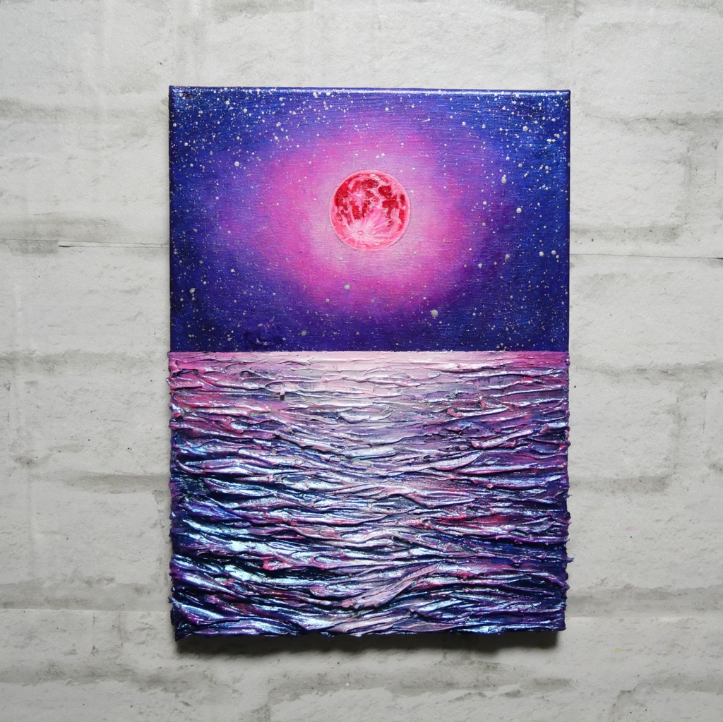 油絵 油彩 油彩画 絵 絵画 【ストロベリームーン】