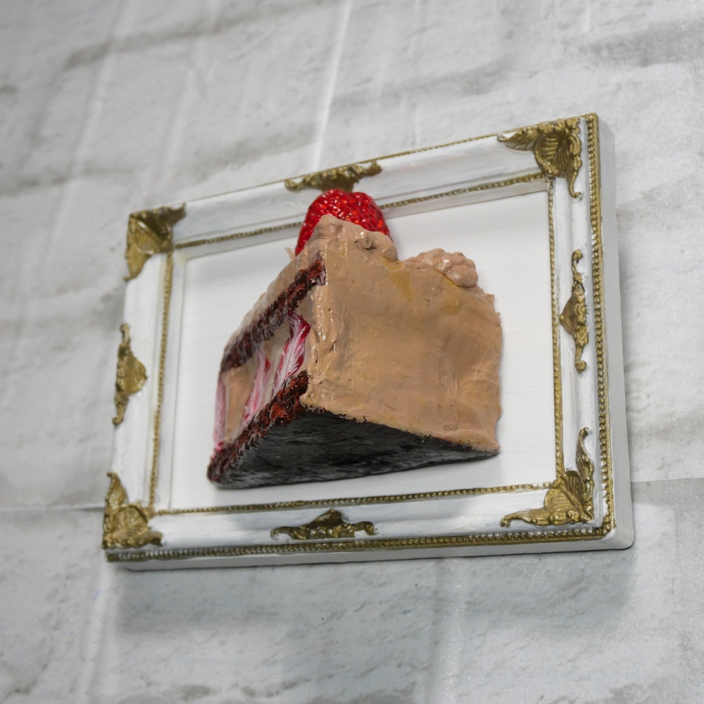 油絵 油彩 油彩画 絵 絵画 【飛び出すイチゴチョコケーキ】