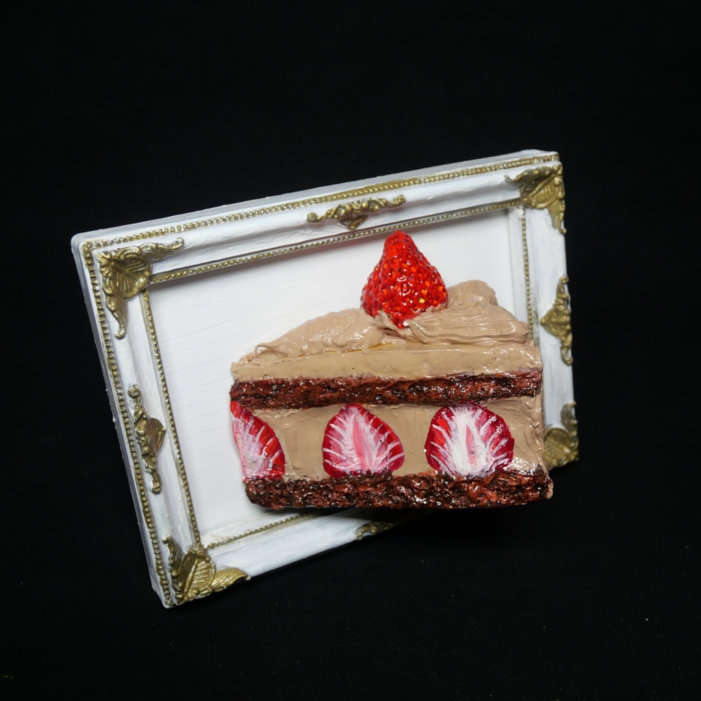 油絵 油彩 油彩画 絵 絵画 【飛び出すイチゴチョコケーキ】