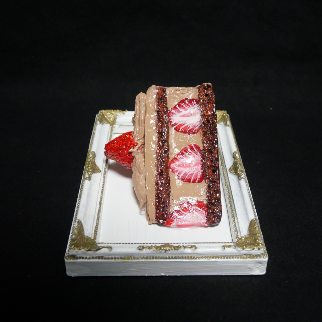 油絵 油彩 油彩画 絵 絵画 【飛び出すイチゴチョコケーキ】