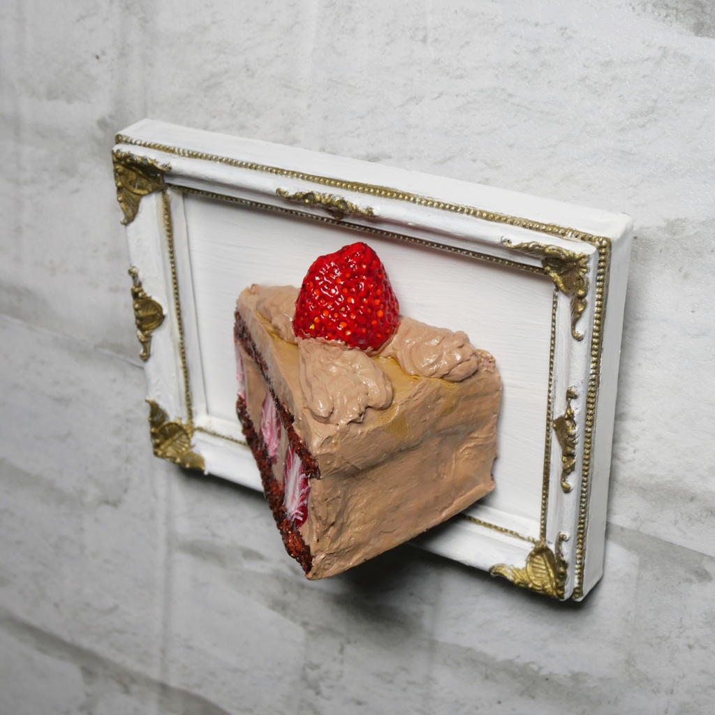 油絵 油彩 油彩画 絵 絵画 【飛び出すイチゴチョコケーキ】