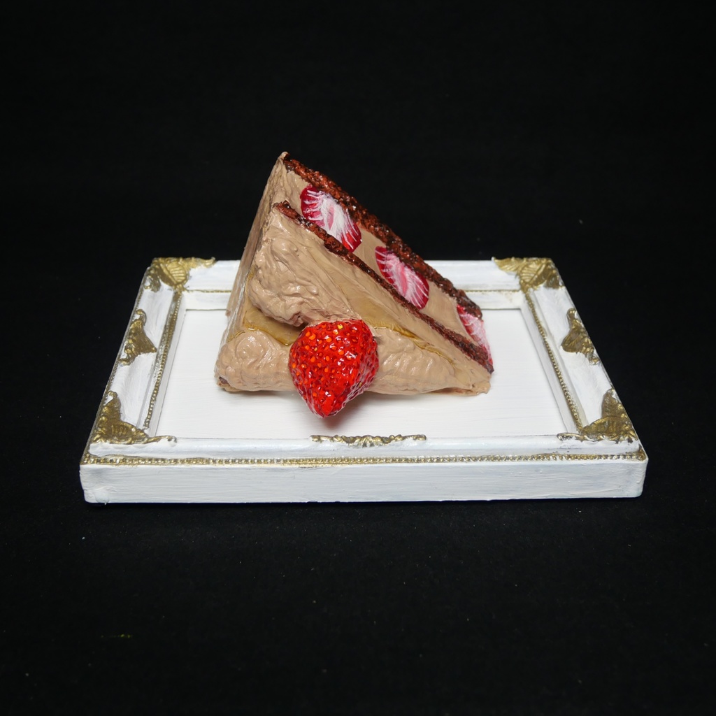 油絵 油彩 油彩画 絵 絵画 【飛び出すイチゴチョコケーキ】