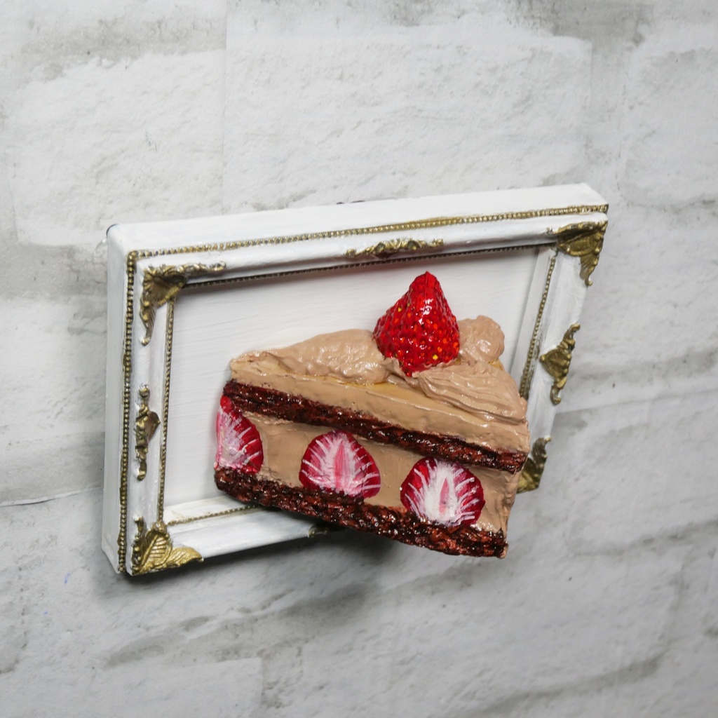 油絵 油彩 油彩画 絵 絵画 【飛び出すイチゴチョコケーキ】