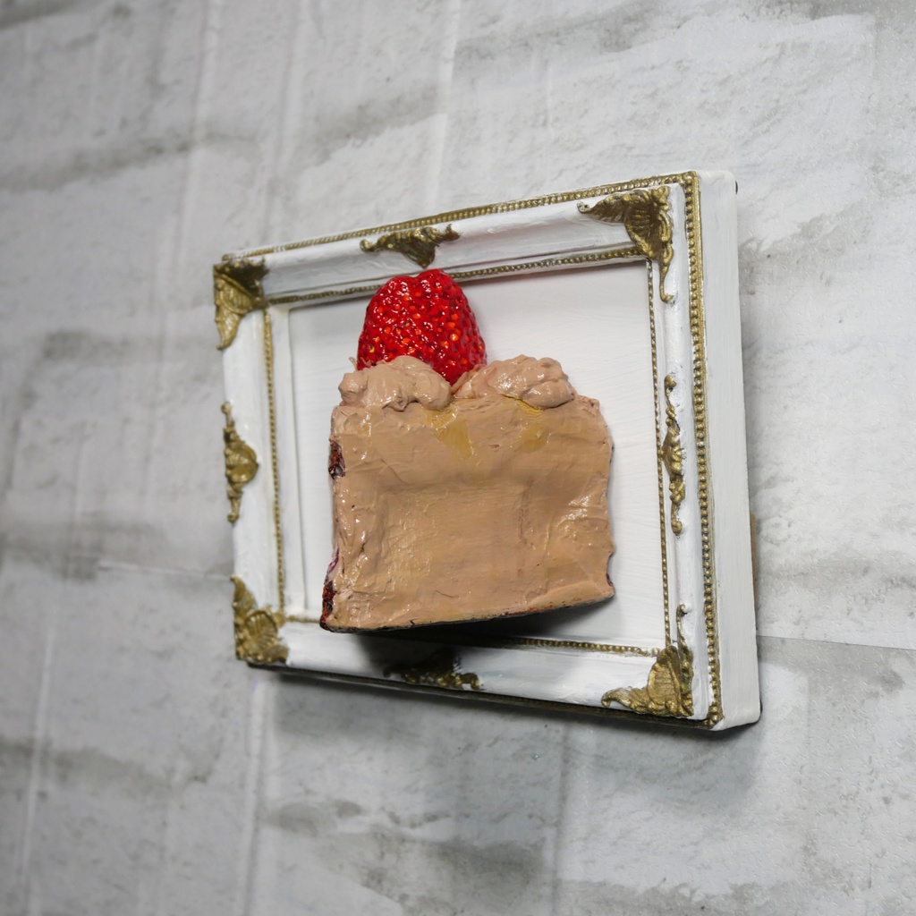 油絵 油彩 油彩画 絵 絵画 【飛び出すイチゴチョコケーキ】