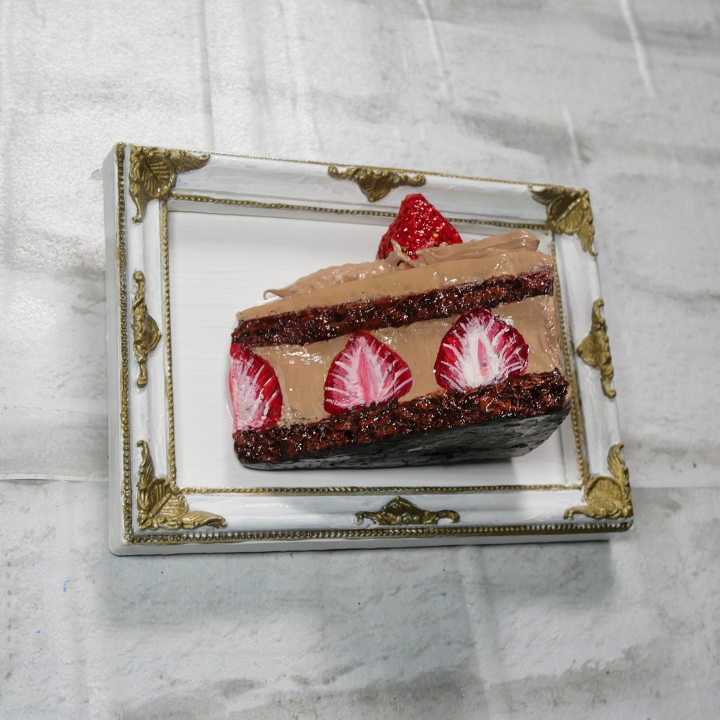 油絵 油彩 油彩画 絵 絵画 【飛び出すイチゴチョコケーキ】