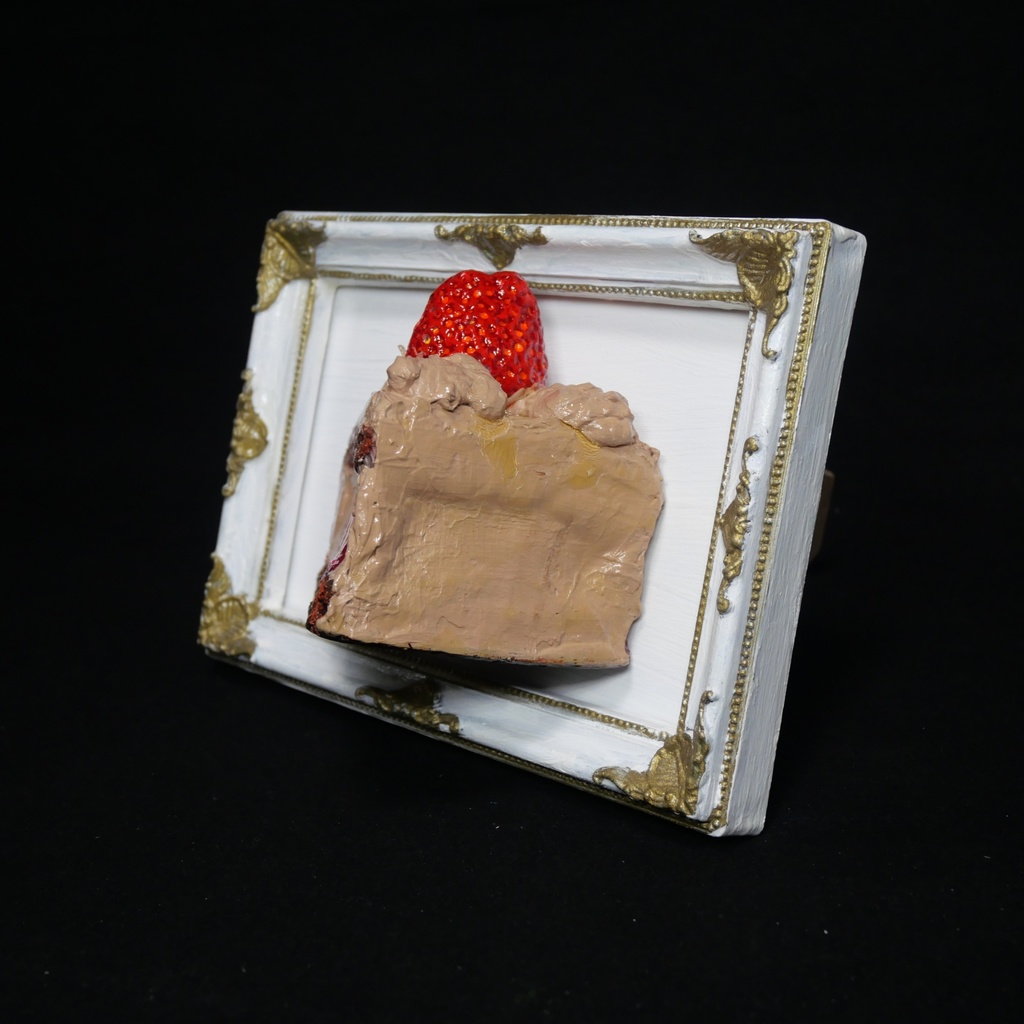 油絵 油彩 油彩画 絵 絵画 【飛び出すイチゴチョコケーキ】