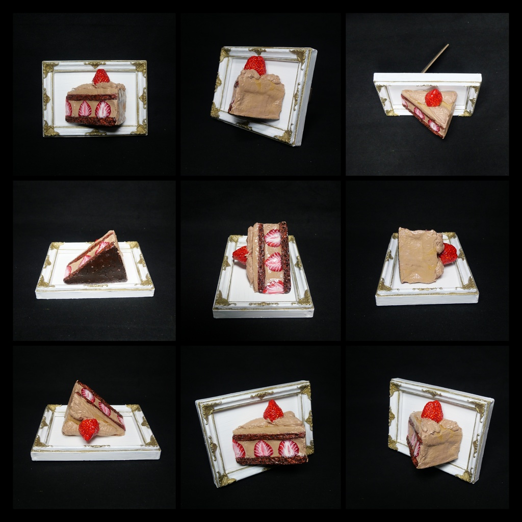 油絵 油彩 油彩画 絵 絵画 【飛び出すイチゴチョコケーキ】