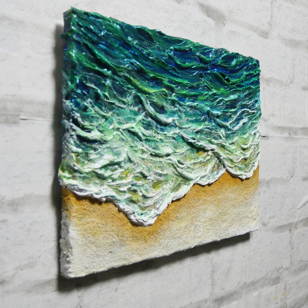 油絵 油彩 油彩画 絵 絵画 【エメラルドグリーンの海】