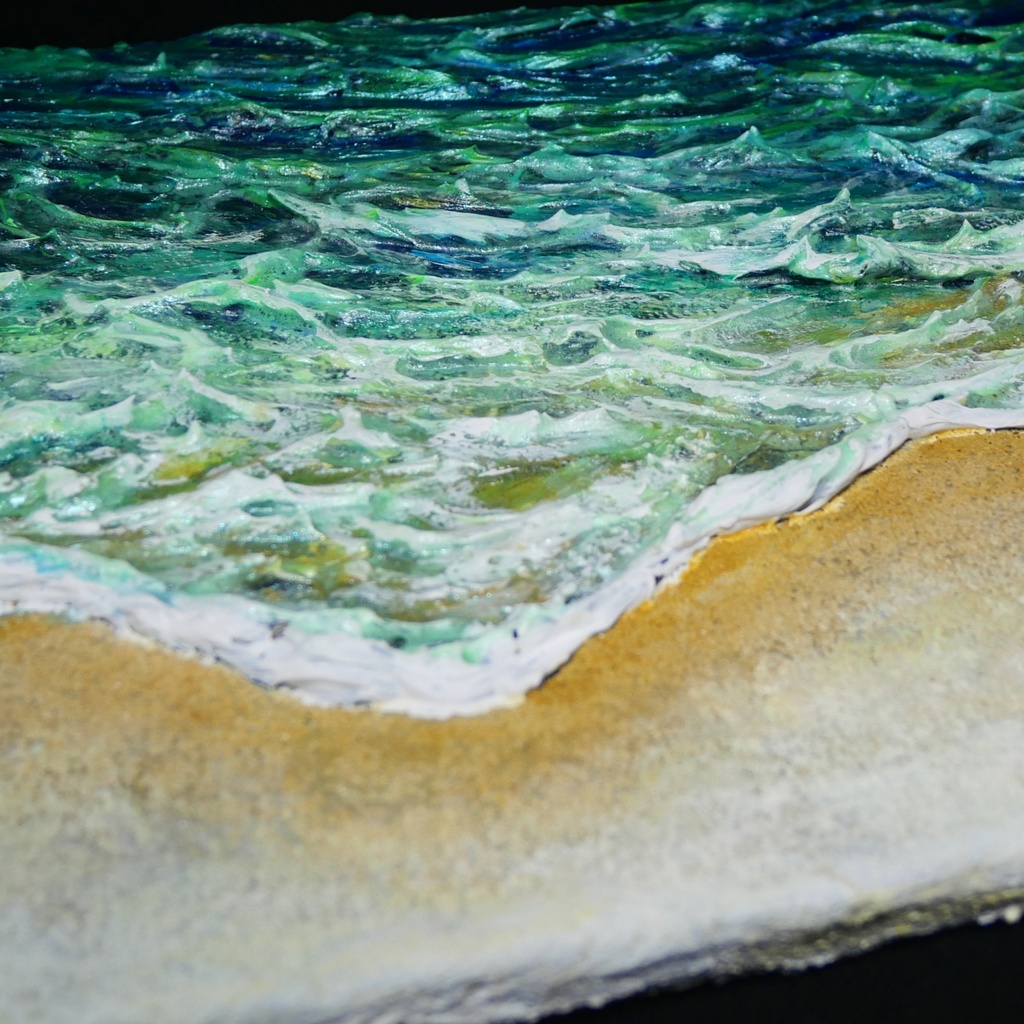 油絵 油彩 油彩画 絵 絵画 【エメラルドグリーンの海】