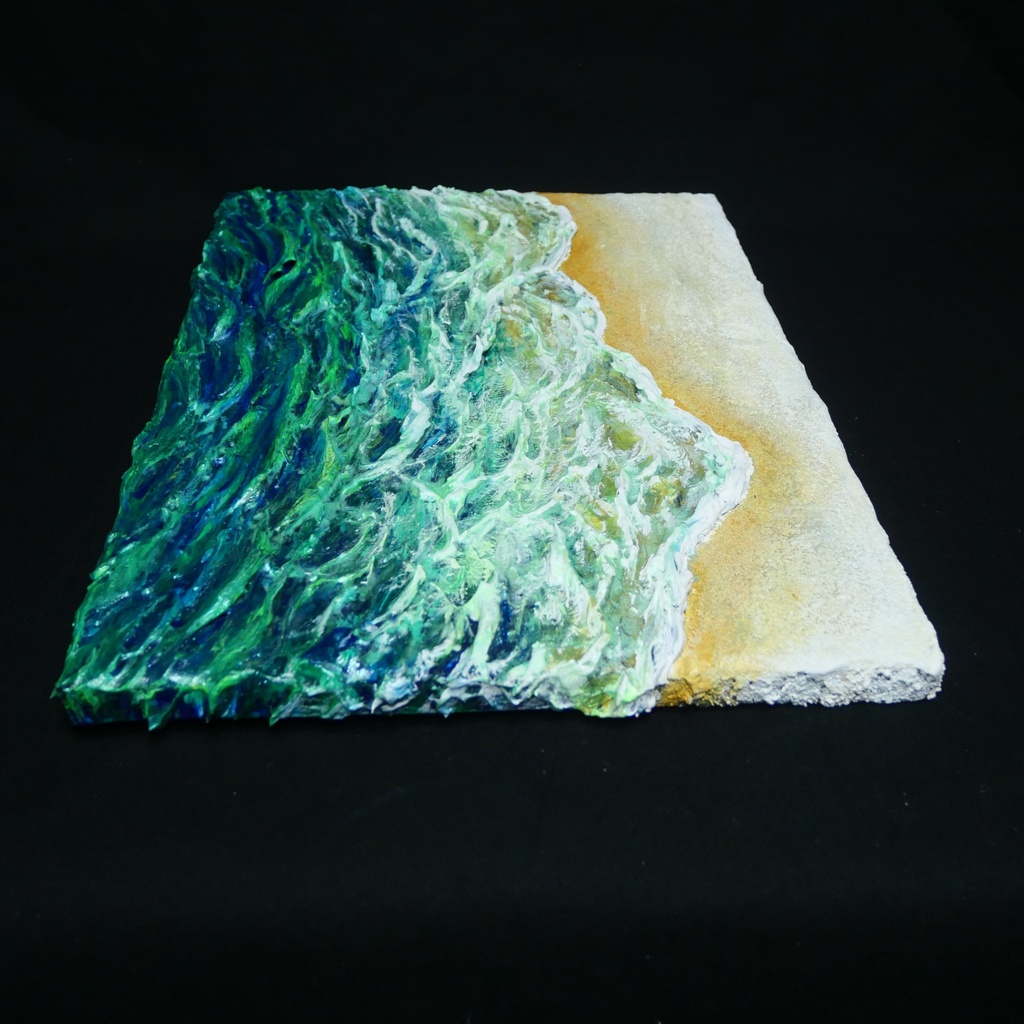 油絵 油彩 油彩画 絵 絵画 【エメラルドグリーンの海】