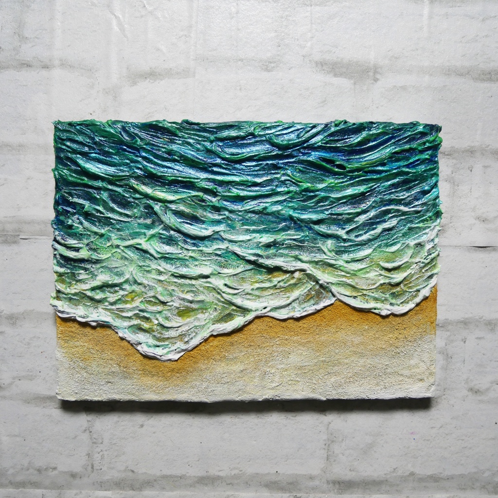 油絵 油彩 油彩画 絵 絵画 【エメラルドグリーンの海】