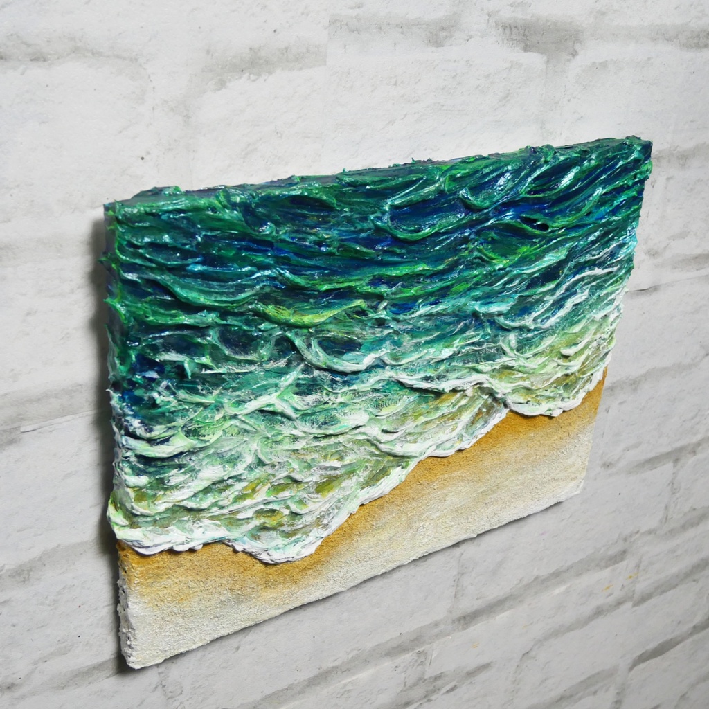 油絵 油彩 油彩画 絵 絵画 【エメラルドグリーンの海】