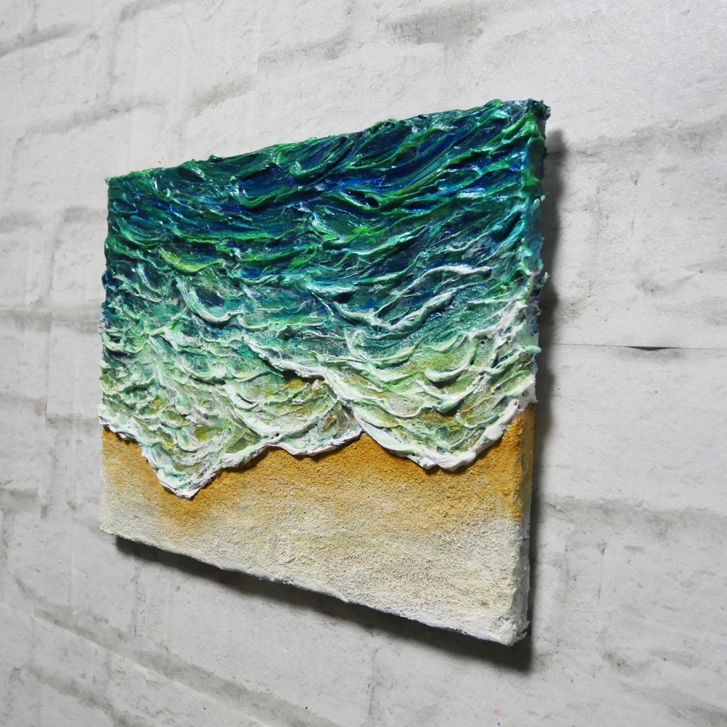 油絵 油彩 油彩画 絵 絵画 【エメラルドグリーンの海】