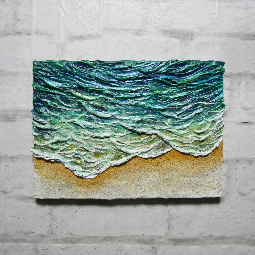 油絵 油彩 油彩画 絵 絵画 【エメラルドグリーンの海】