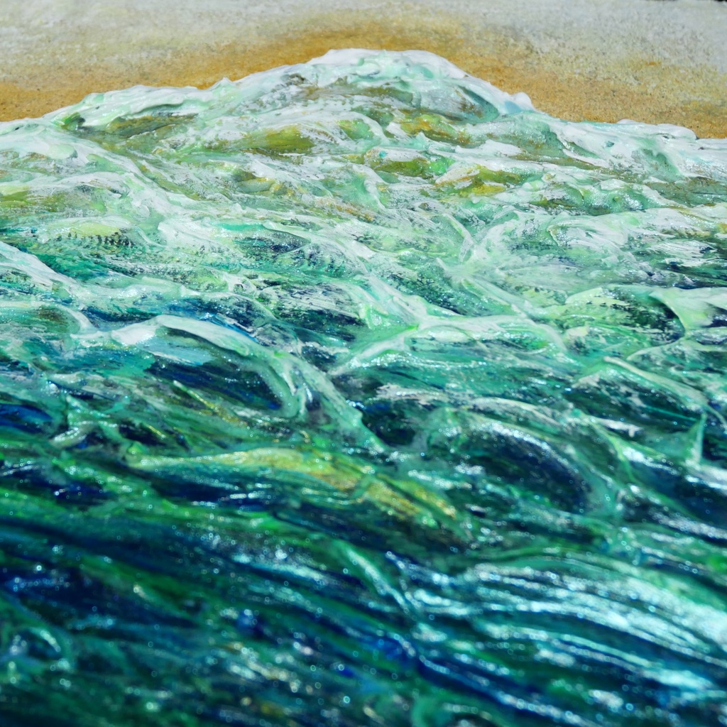 油絵 油彩 油彩画 絵 絵画 【エメラルドグリーンの海】