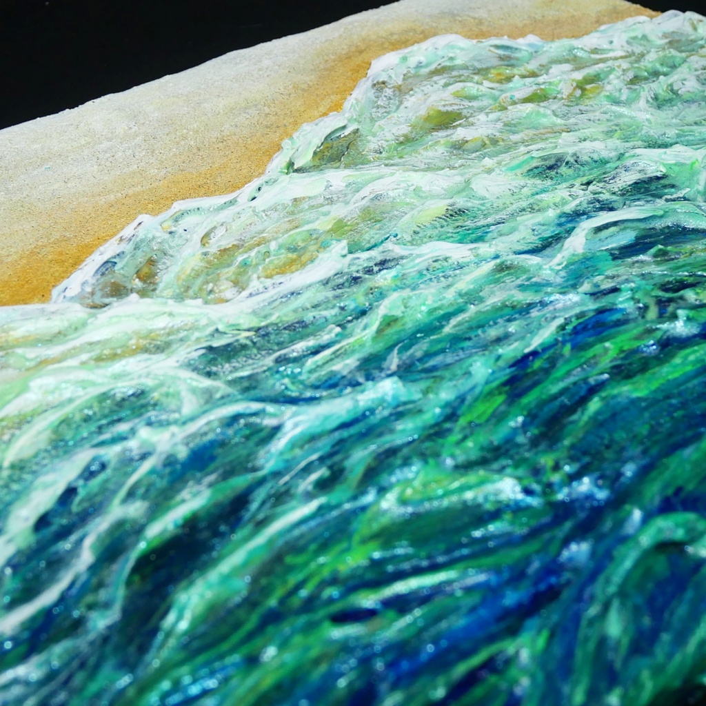 油絵 油彩 油彩画 絵 絵画 【エメラルドグリーンの海】