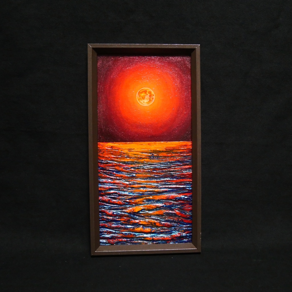 油絵 油彩 油彩画 絵 絵画 長方形ミニ絵画【神秘的な夜】