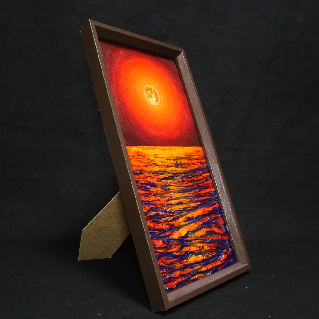 油絵 油彩 油彩画 絵 絵画 長方形ミニ絵画【神秘的な夜】