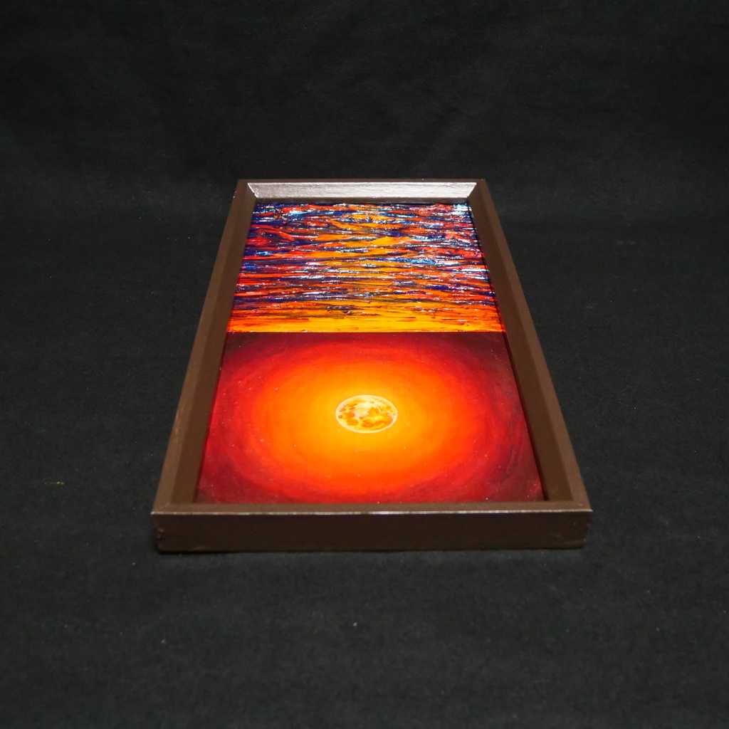 油絵 油彩 油彩画 絵 絵画 長方形ミニ絵画【神秘的な夜】