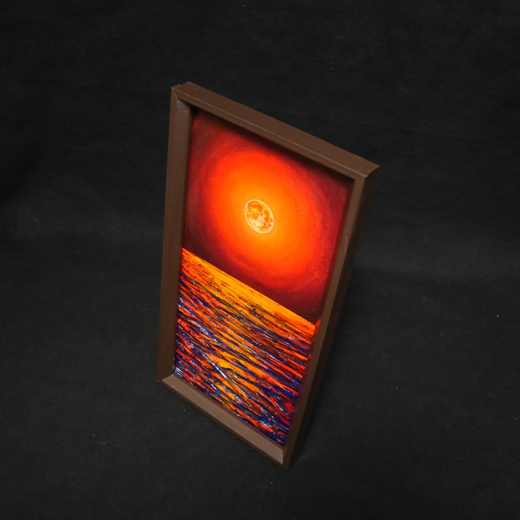 油絵 油彩 油彩画 絵 絵画 長方形ミニ絵画【神秘的な夜】