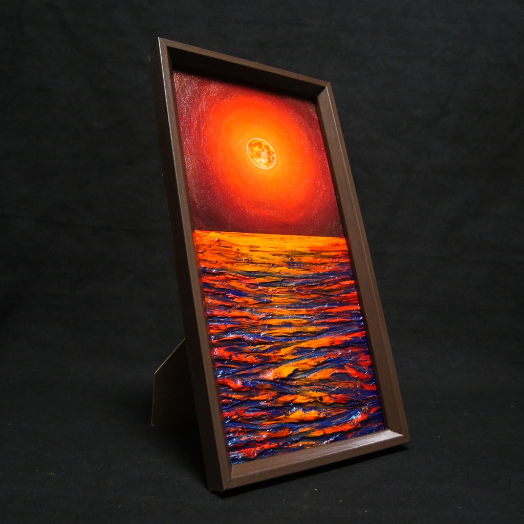 油絵 油彩 油彩画 絵 絵画 長方形ミニ絵画【神秘的な夜】