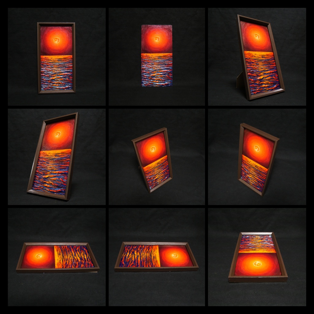 油絵 油彩 油彩画 絵 絵画 長方形ミニ絵画【神秘的な夜】