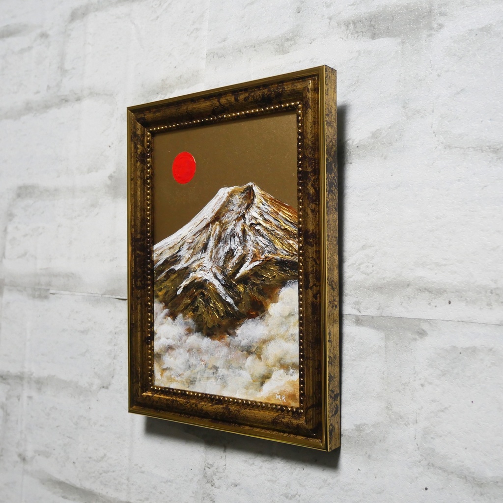 油絵 油彩 油彩画 絵 絵画 ミニ絵画【金色の霊峰】