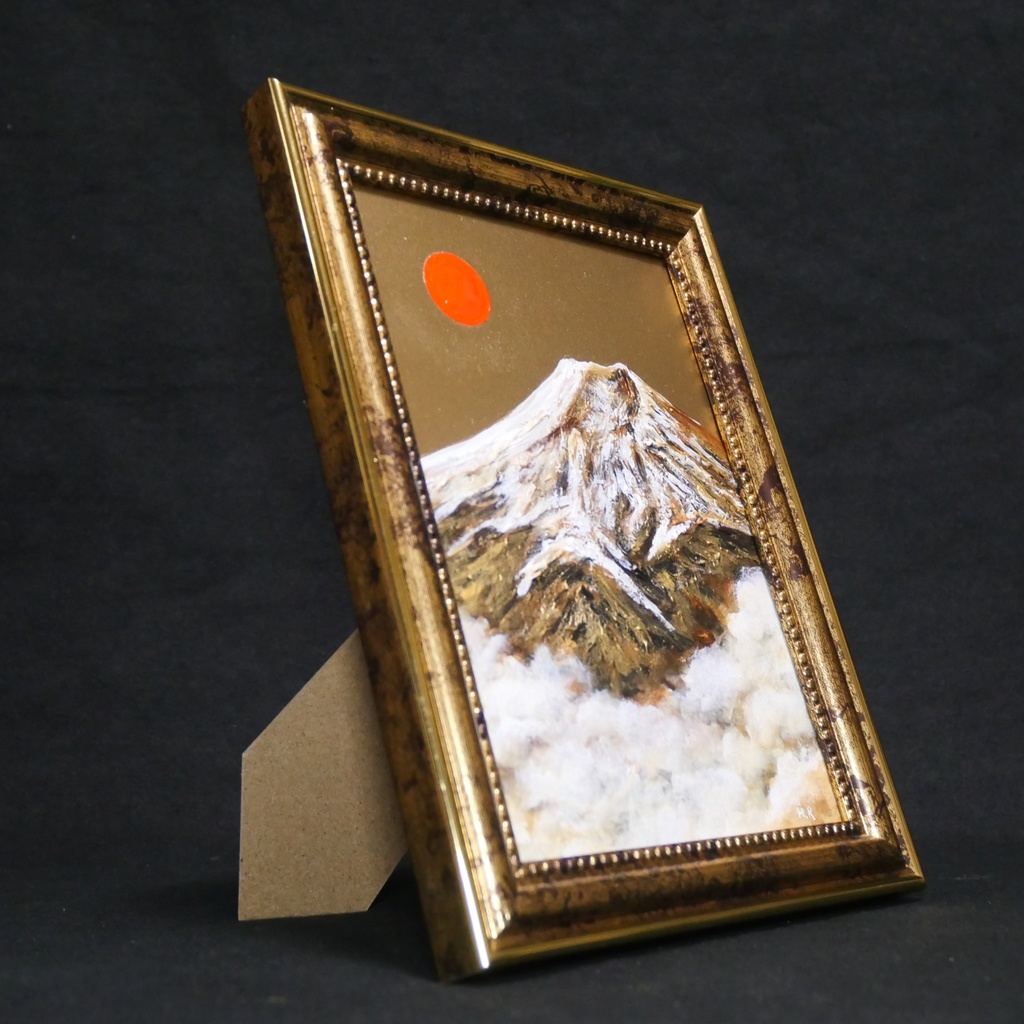 油絵 油彩 油彩画 絵 絵画 ミニ絵画【金色の霊峰】