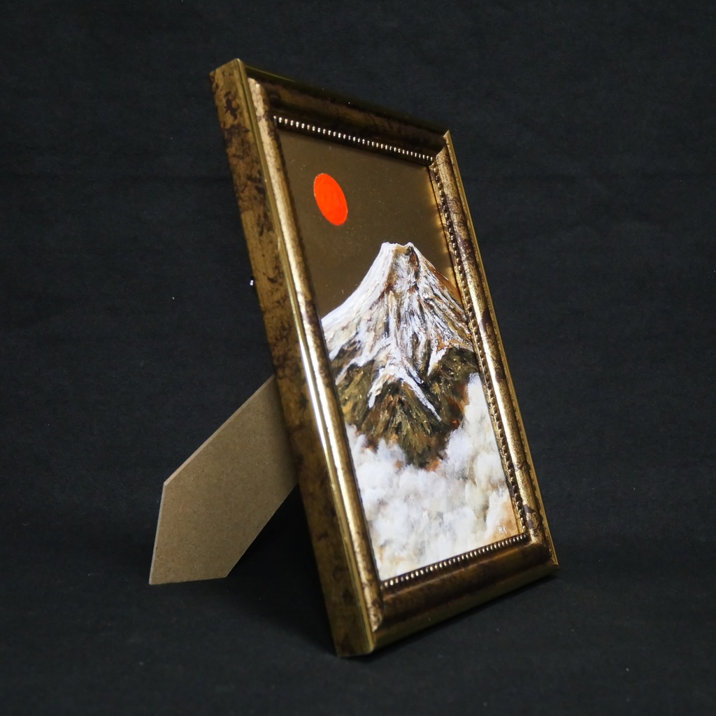 油絵 油彩 油彩画 絵 絵画 ミニ絵画【金色の霊峰】