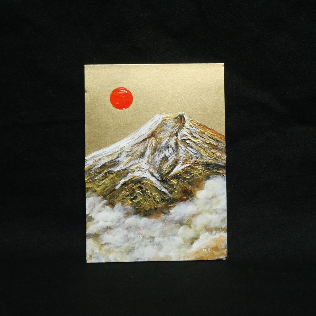 油絵 油彩 油彩画 絵 絵画 ミニ絵画【金色の霊峰】