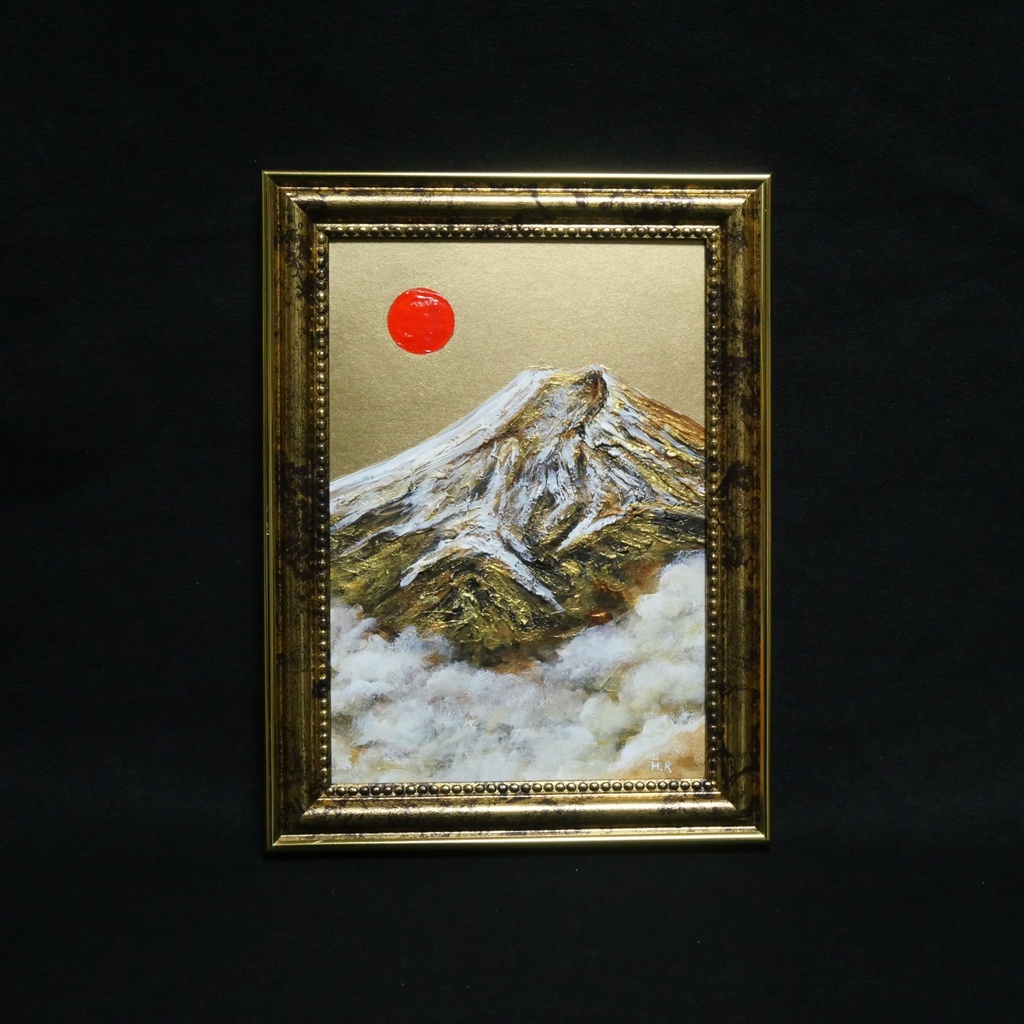 油絵 油彩 油彩画 絵 絵画 ミニ絵画【金色の霊峰】
