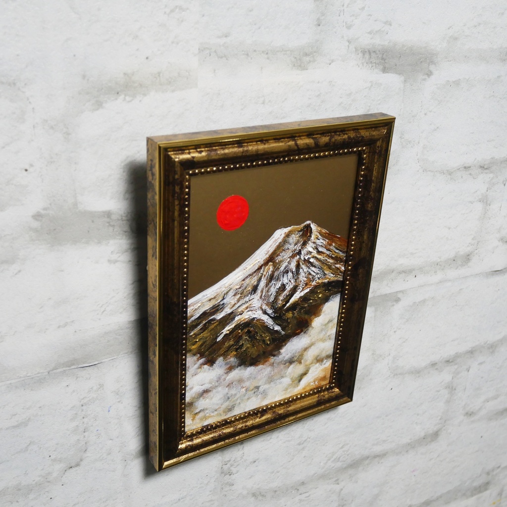 油絵 油彩 油彩画 絵 絵画 ミニ絵画【金色の霊峰】