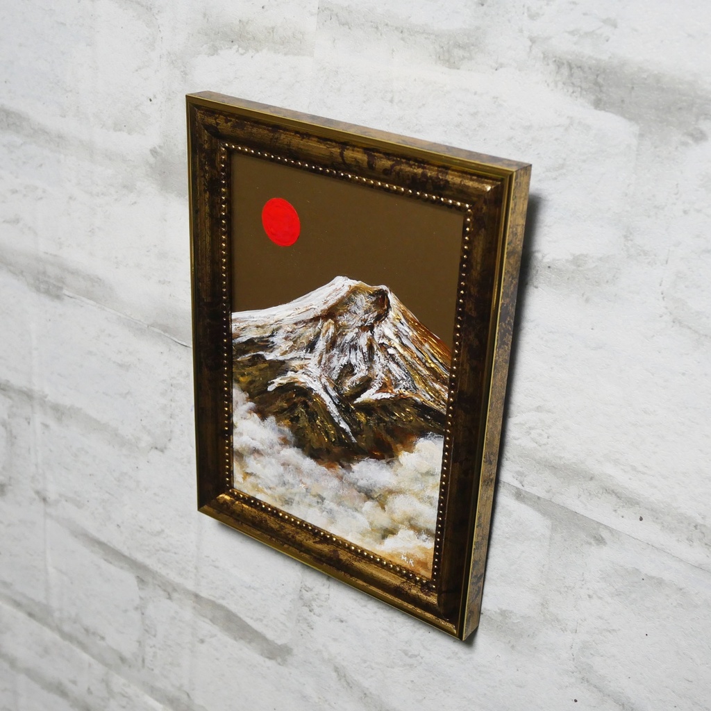 油絵 油彩 油彩画 絵 絵画 ミニ絵画【金色の霊峰】