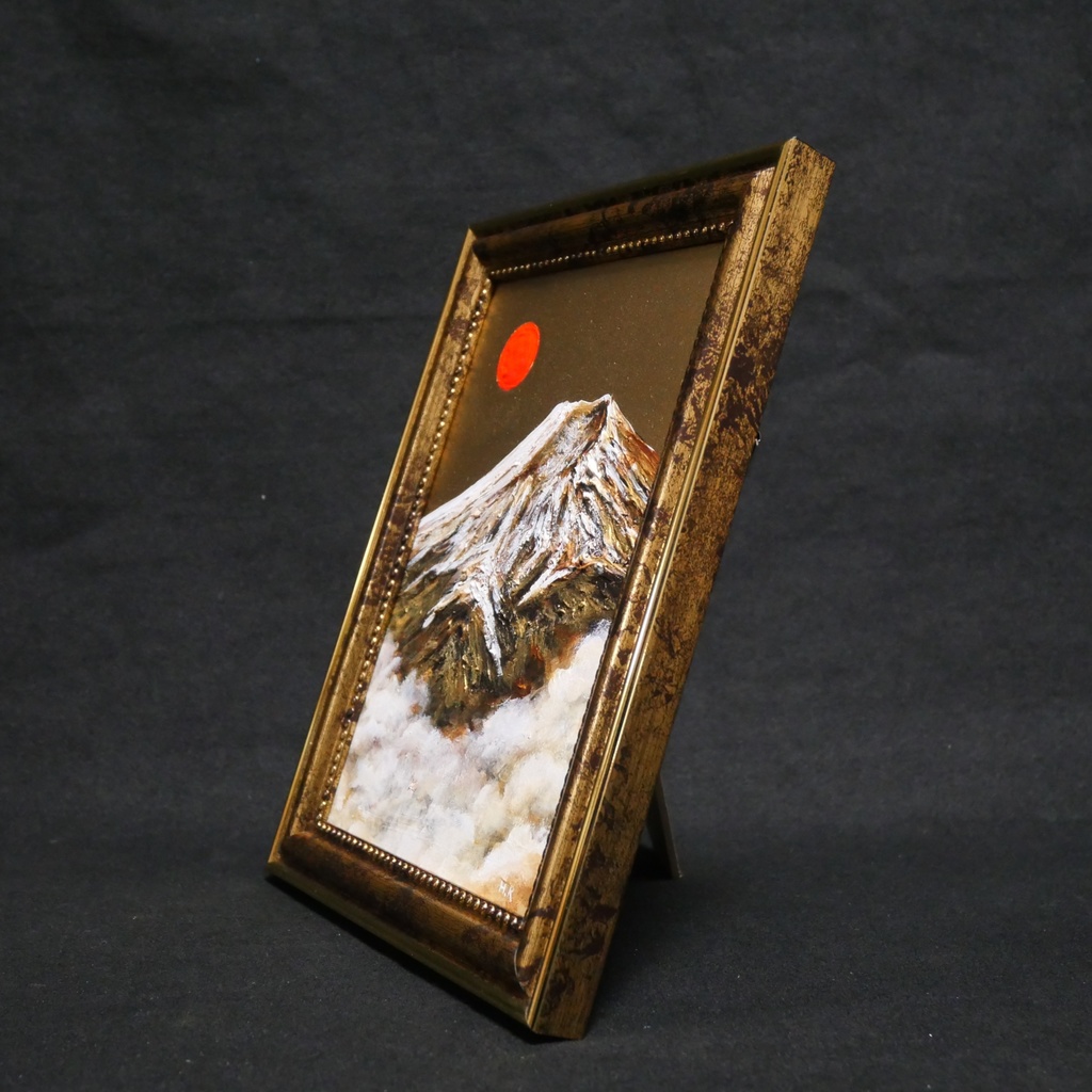 油絵 油彩 油彩画 絵 絵画 ミニ絵画【金色の霊峰】