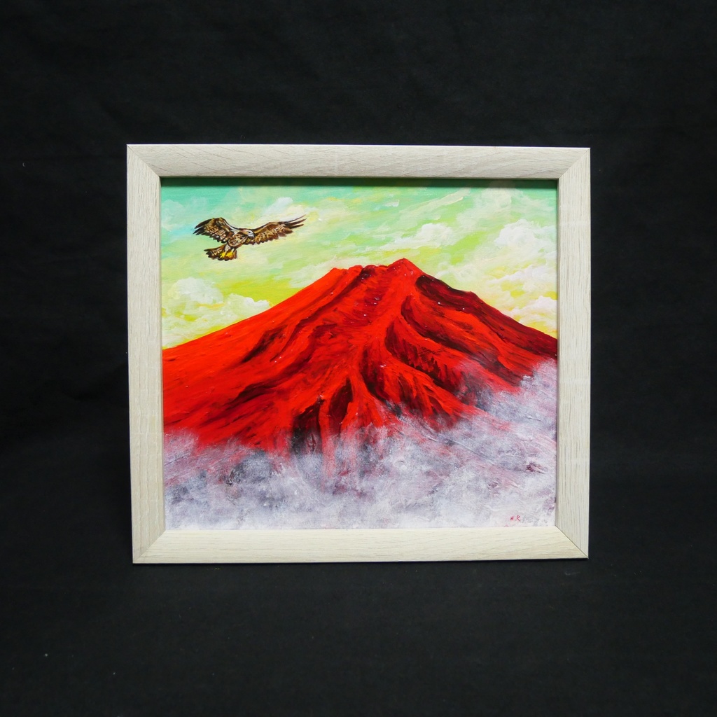 油絵 油彩 油彩画 絵 絵画【富士山と鷹】