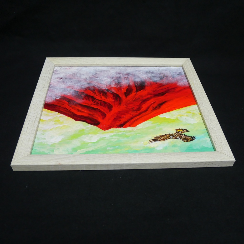 油絵 油彩 油彩画 絵 絵画【富士山と鷹】