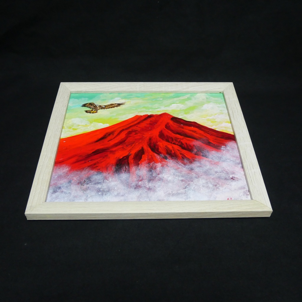 油絵 油彩 油彩画 絵 絵画【富士山と鷹】