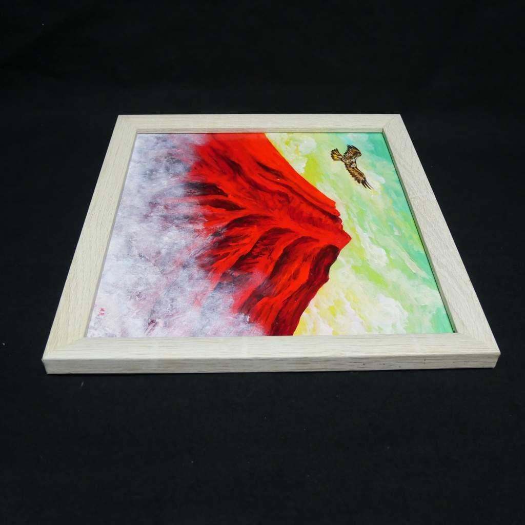 油絵 油彩 油彩画 絵 絵画【富士山と鷹】