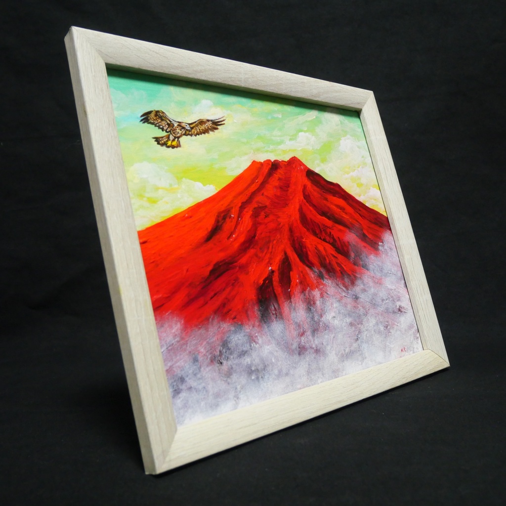 油絵 油彩 油彩画 絵 絵画【富士山と鷹】