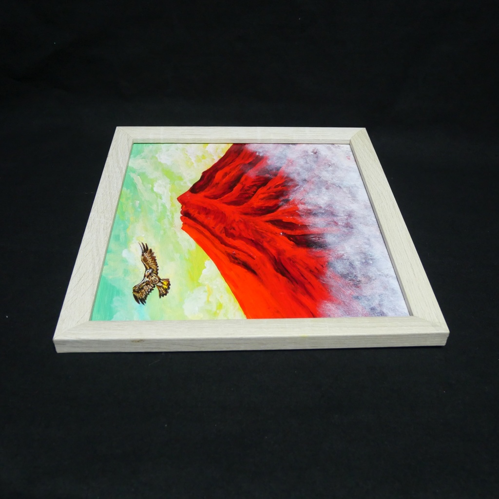 油絵 油彩 油彩画 絵 絵画【富士山と鷹】