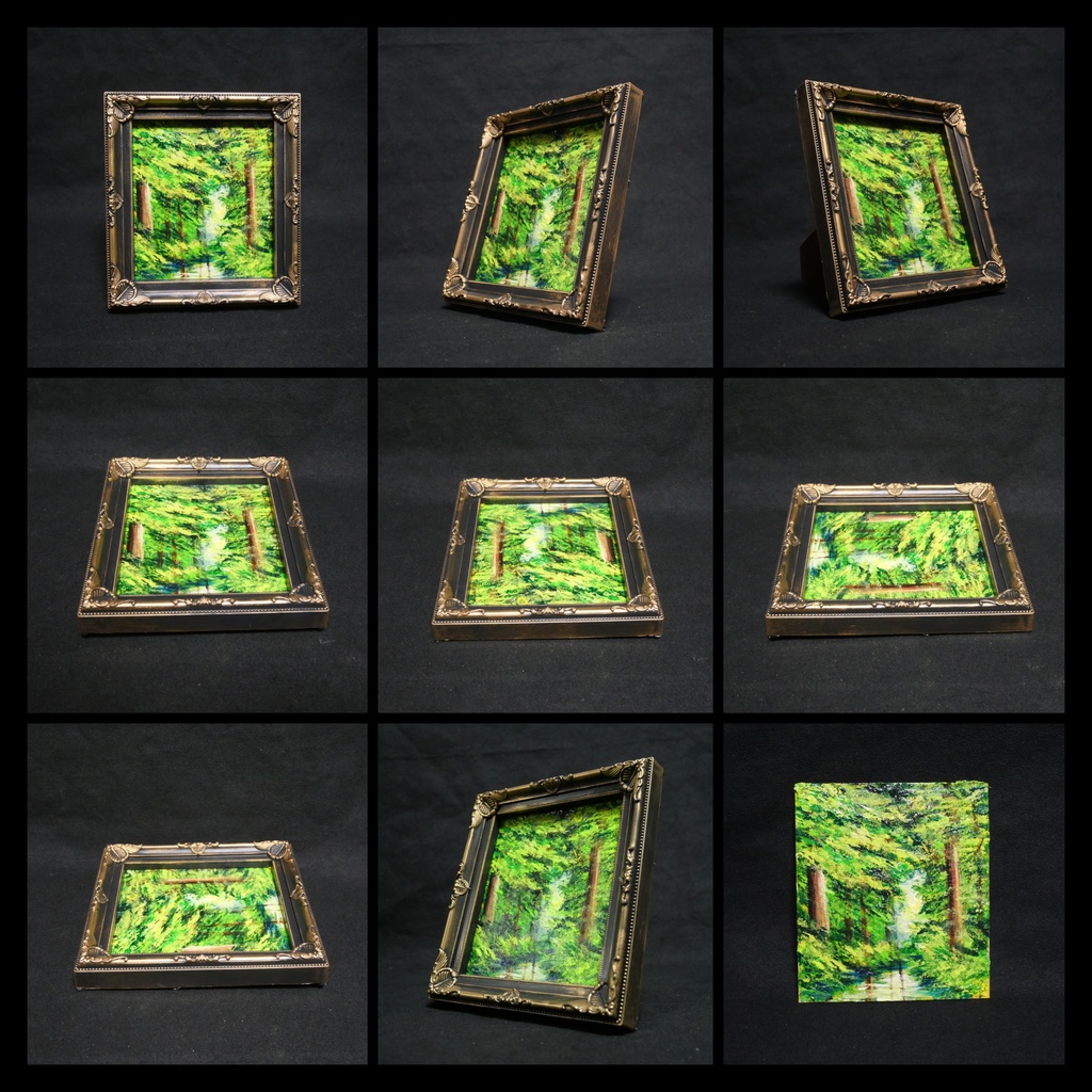 油絵 油彩 油彩画 絵 絵画 ミニ色紙【緑の湖】