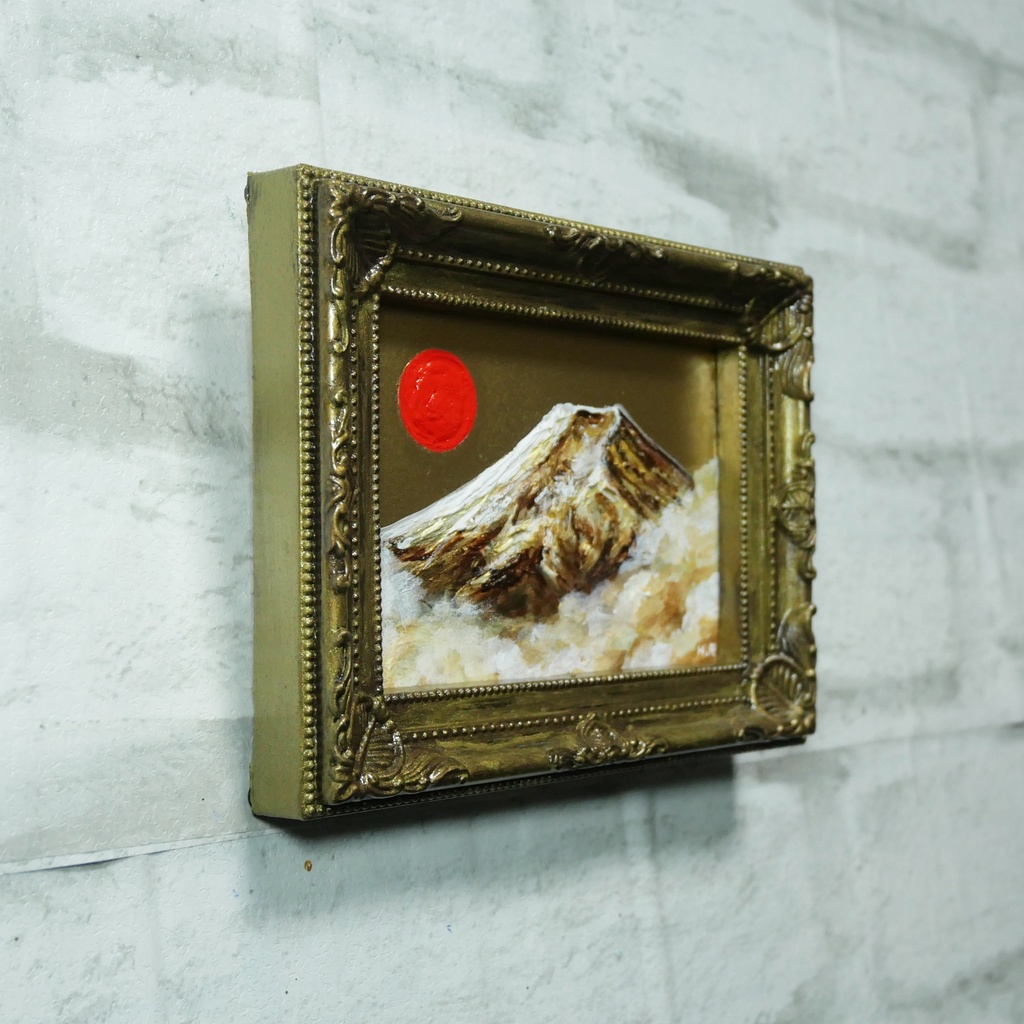 油絵 油彩 油彩画 絵 絵画 ミニ絵画 【黄金富士】