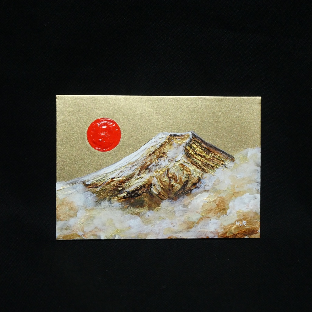 油絵 油彩 油彩画 絵 絵画 ミニ絵画 【黄金富士】
