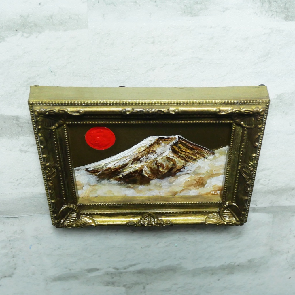 油絵 油彩 油彩画 絵 絵画 ミニ絵画 【黄金富士】