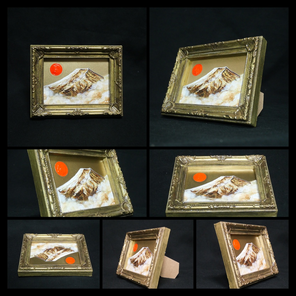 油絵 油彩 油彩画 絵 絵画 ミニ絵画 【黄金富士】