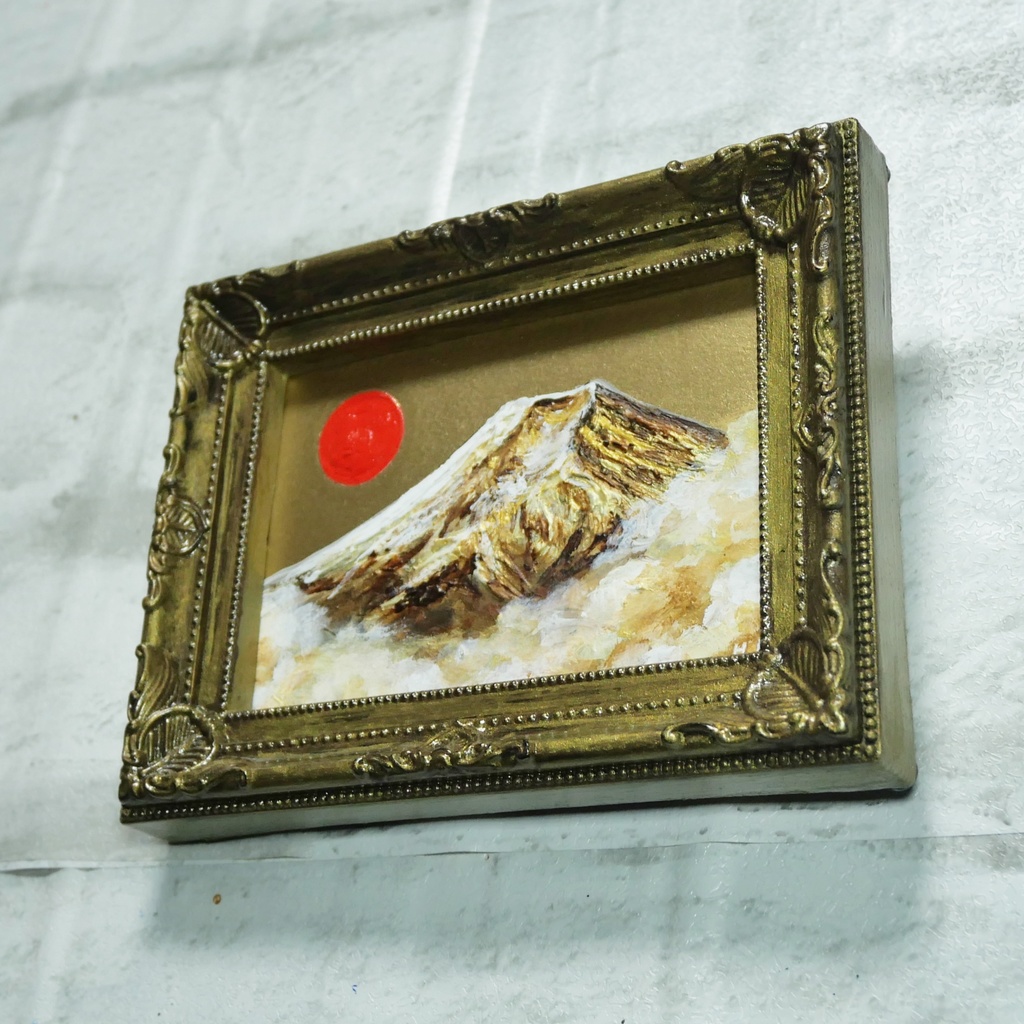 油絵 油彩 油彩画 絵 絵画 ミニ絵画 【黄金富士】