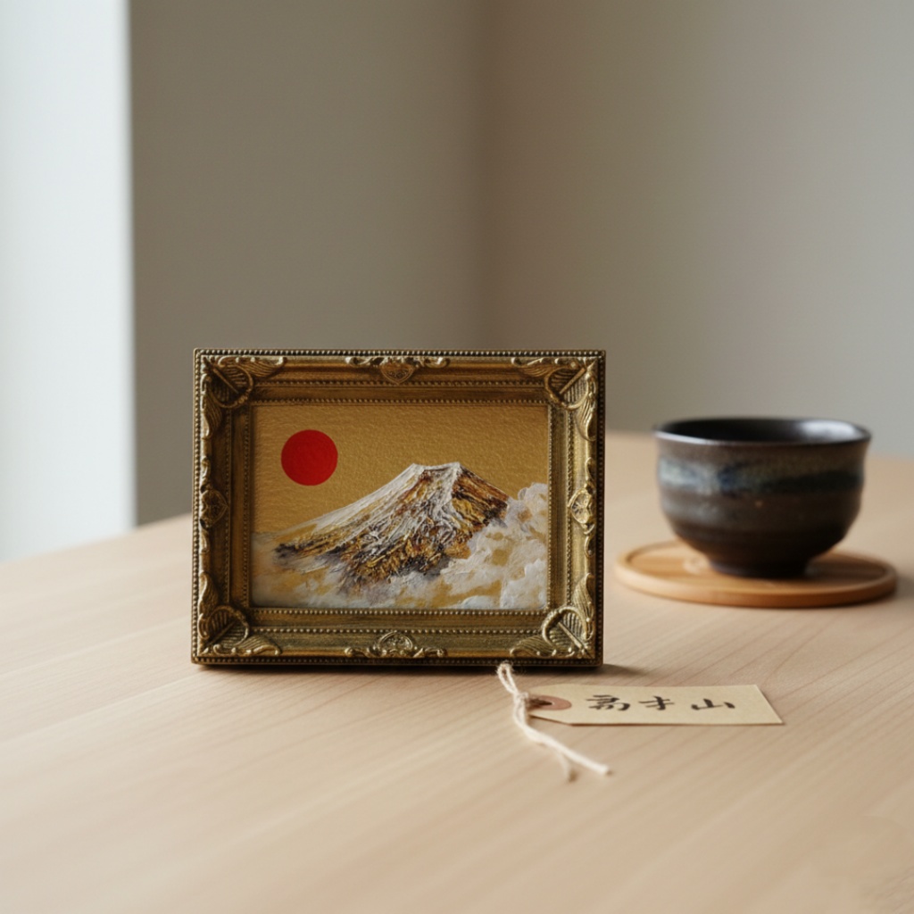 油絵 油彩 油彩画 絵 絵画 ミニ絵画 【黄金富士】