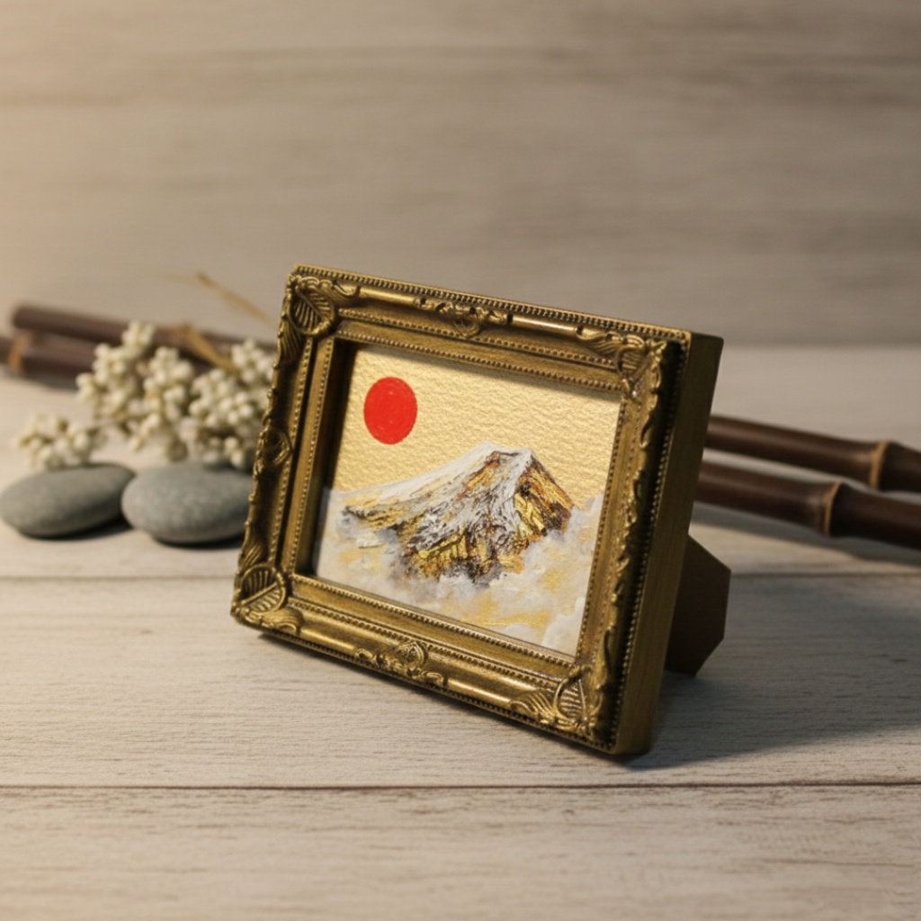 油絵 油彩 油彩画 絵 絵画 ミニ絵画 【黄金富士】